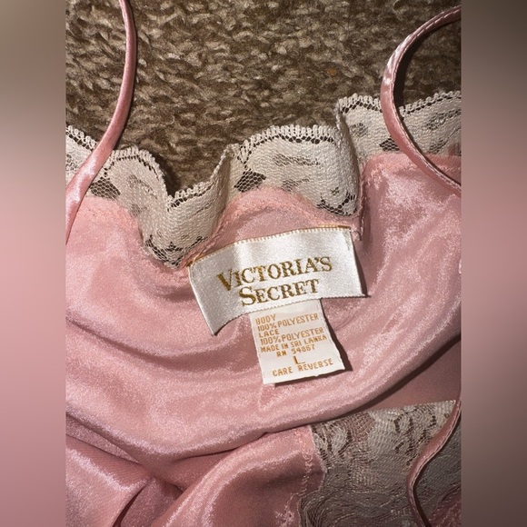 Vintage Victoria Secret Pink Lace Trim Slip Dress - Picture 3 of 5